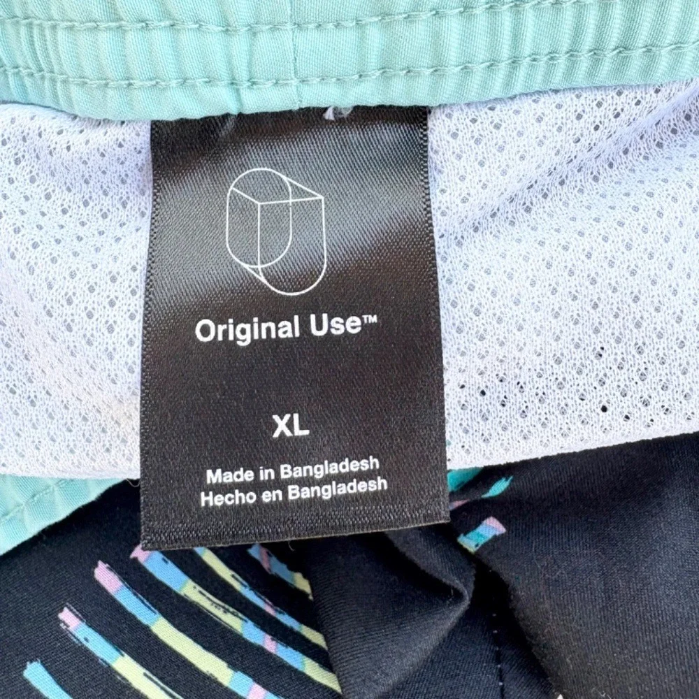 Original Use Swim Trunks Palm Tree Print, Mens XL‎ Black/Mint